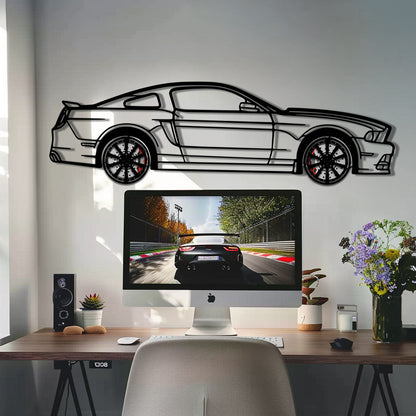 2013 Ford Mustang GT Metal Car Wall Art with Rotating Wheels - S197 Modern Muscle Silhouette - Interactive Automotive Wall Decor- KAFMEKA141 - Tampa Home & Garden Store