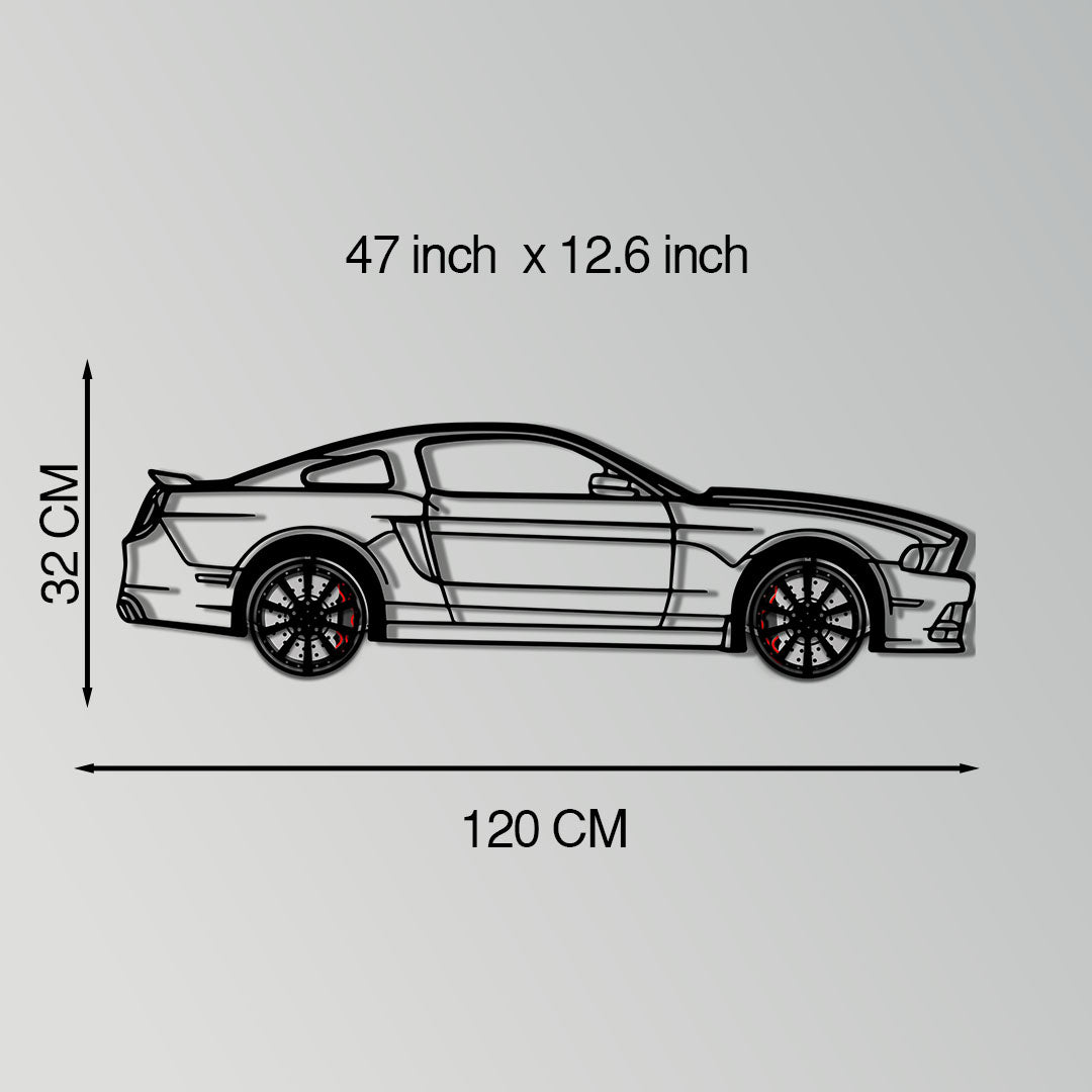 2013 Ford Mustang GT Metal Car Wall Art with Rotating Wheels - S197 Modern Muscle Silhouette - Interactive Automotive Wall Decor- KAFMEKA141 - Tampa Home & Garden Store
