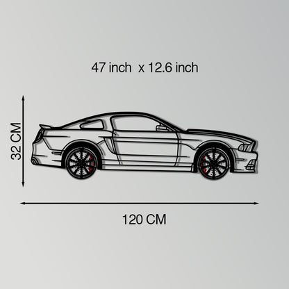 2013 Ford Mustang GT Metal Car Wall Art with Rotating Wheels - S197 Modern Muscle Silhouette - Interactive Automotive Wall Decor- KAFMEKA141 - Tampa Home & Garden Store