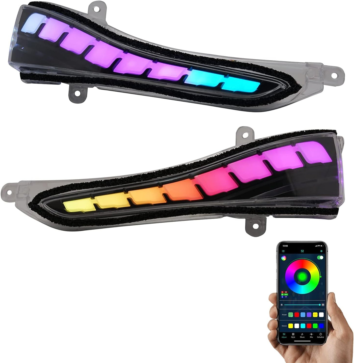 Infiniti Q50 Flow Series RGB LED bumper lights, interior/exterior pair, app-controlled color on Tampa Home & Garden Store