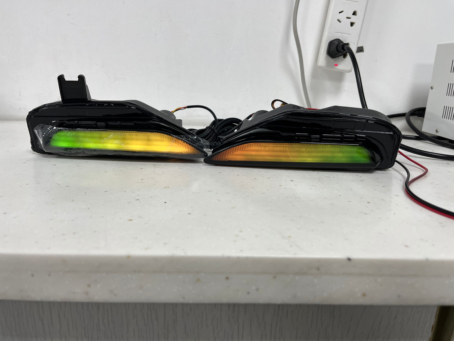 Infiniti Q50 Flow Series RGB bumper lights, pair, gradient RGB display, AutoLEDTech.com on Tampa Home & Garden Store