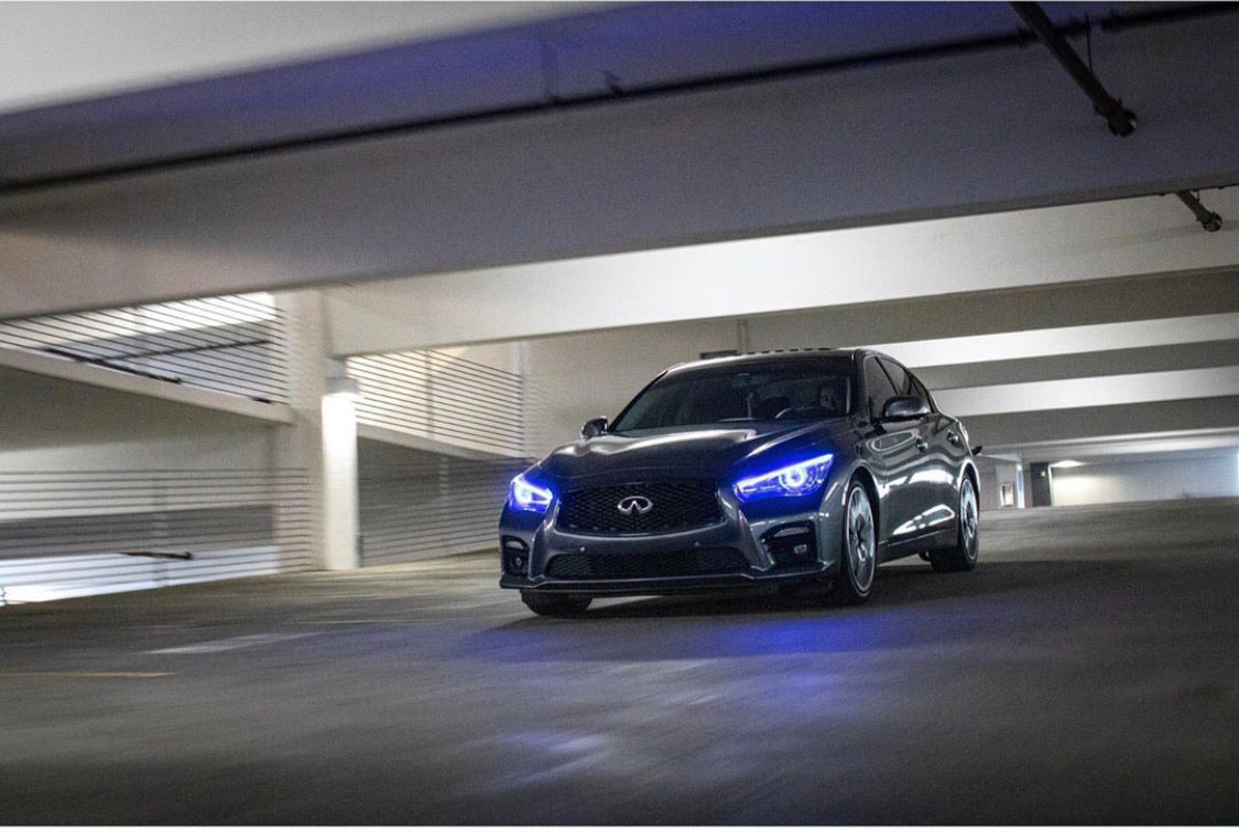 Infiniti Q50 RGBW Flow Series LED DRL Boards, blue glow headlights, AutoLEDTech.com on Tampa Home & Garden Store