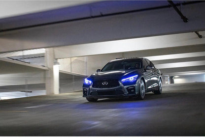 Infiniti Q50 RGBW Flow Series LED DRL Boards, blue glow headlights, AutoLEDTech.com on Tampa Home & Garden Store