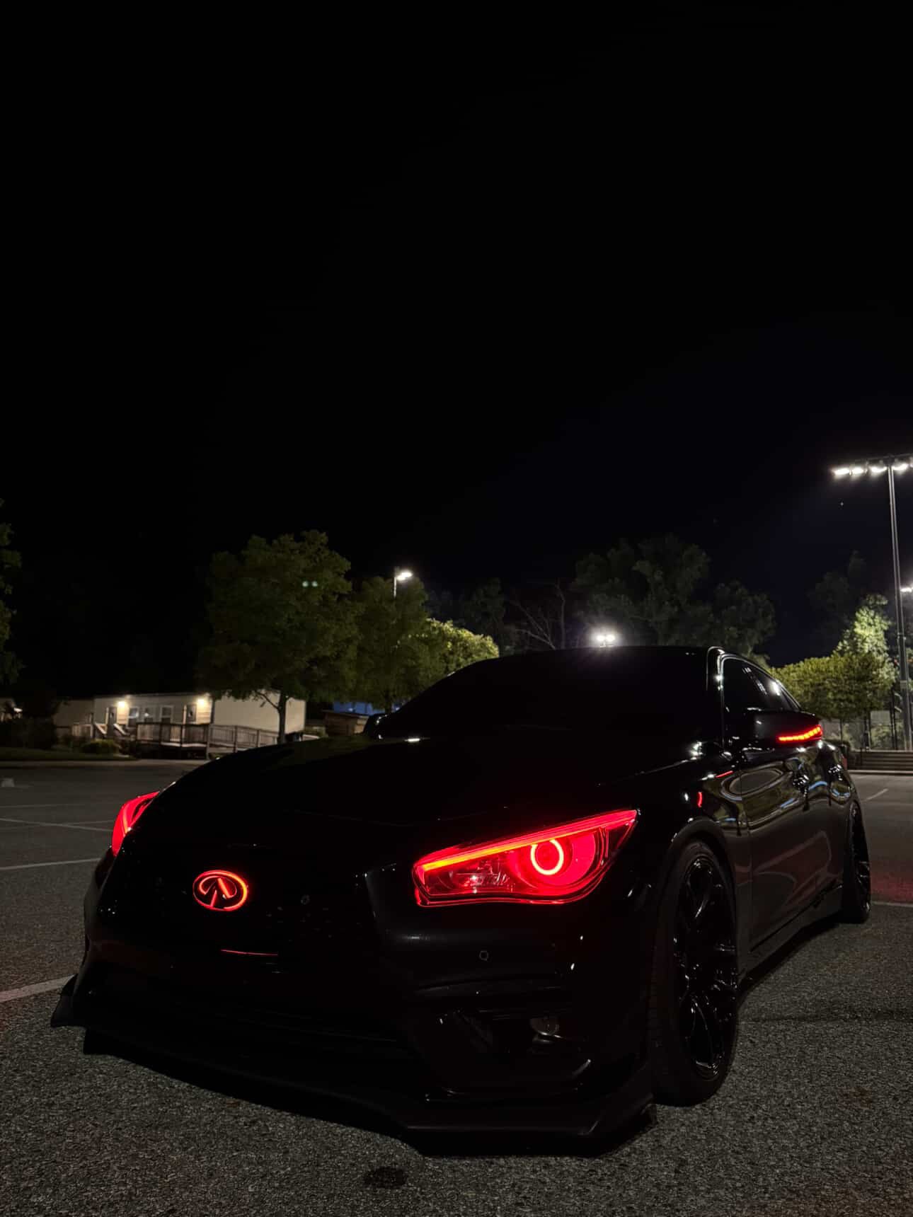 Infiniti Q50 RGBW Flow Series LED DRL boards AutoLEDTech.com black sedan red taillights on Tampa Home & Garden Store