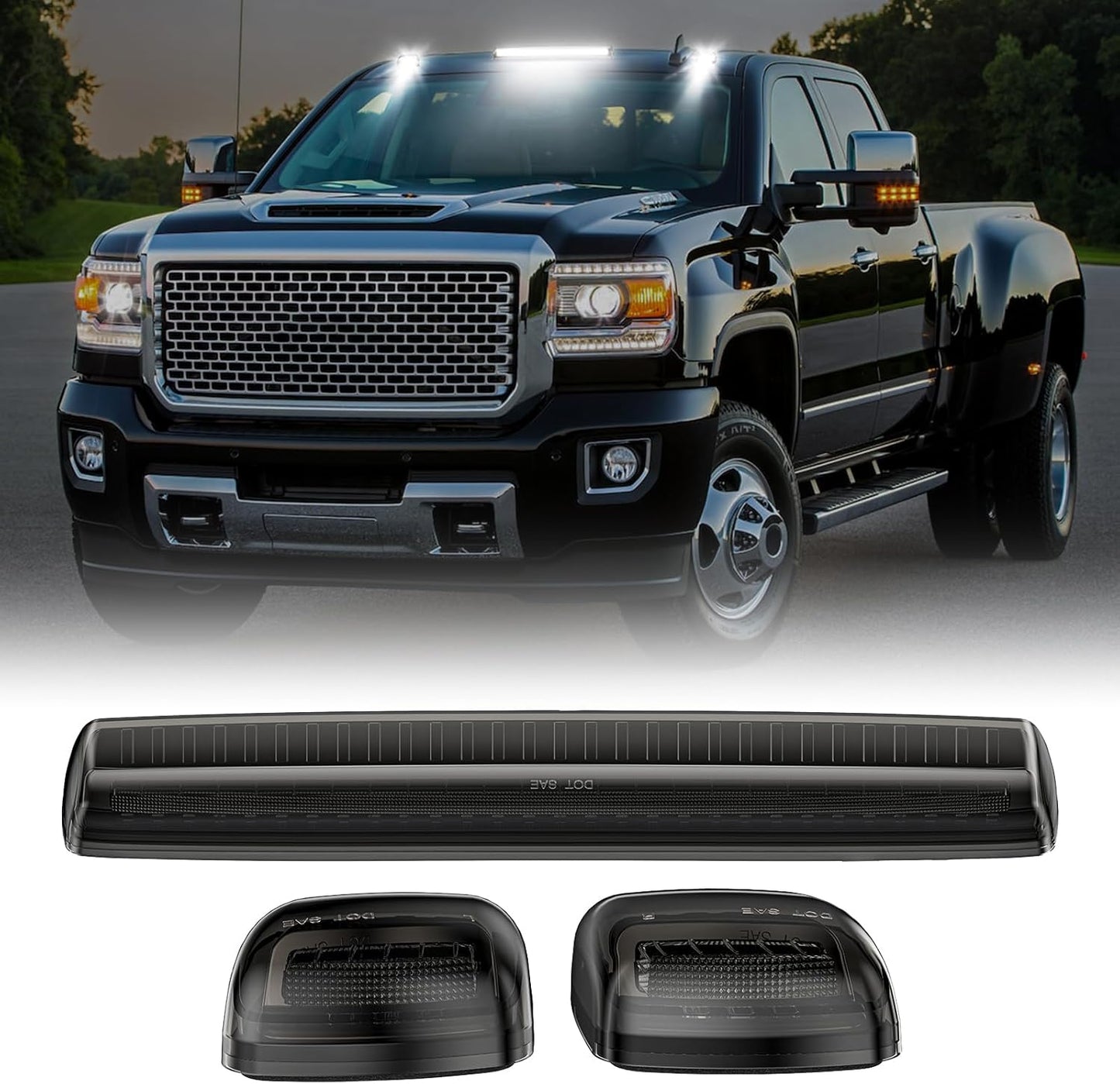 LED roof cab lights smoked white amber for GMC/Chevy HD trucks by AutoLEDTech.com on Tampa Home & Garden Store