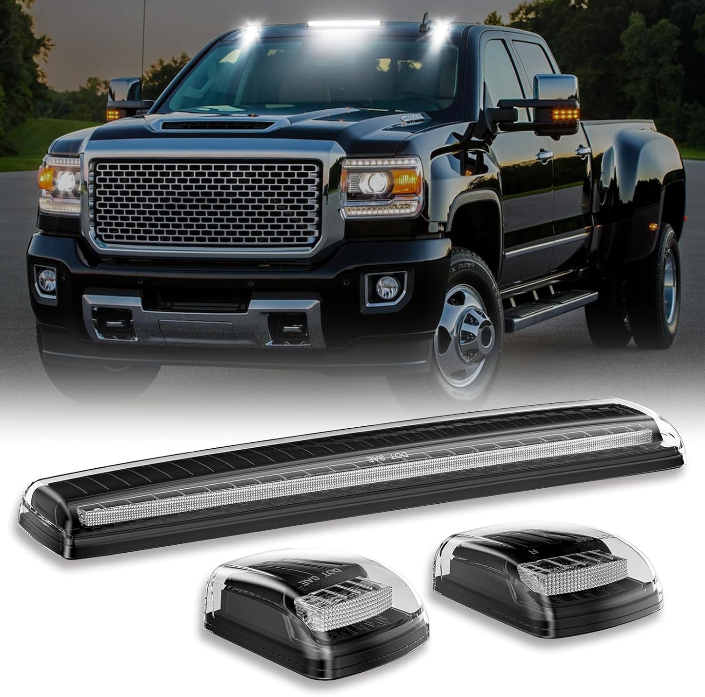 Smoked white amber LED roof cab lights for 2015–2019 GMC HD trucks by AutoLEDTech.com on Tampa Home & Garden Store