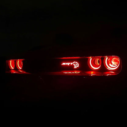 SRT Hellcat RGBW Flow Series LED badge emblem, red glow, AutoLEDTech.com prebuilt lighting on Tampa Home & Garden Store