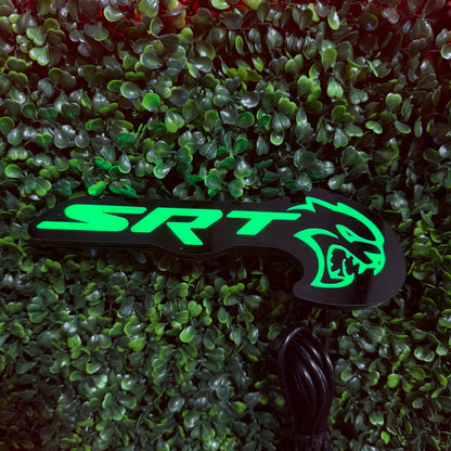 LED badge emblem for 2015-2023 SRT Hellcat RGBW Flow Series by AutoLEDTech.com green logo on Tampa Home & Garden Store