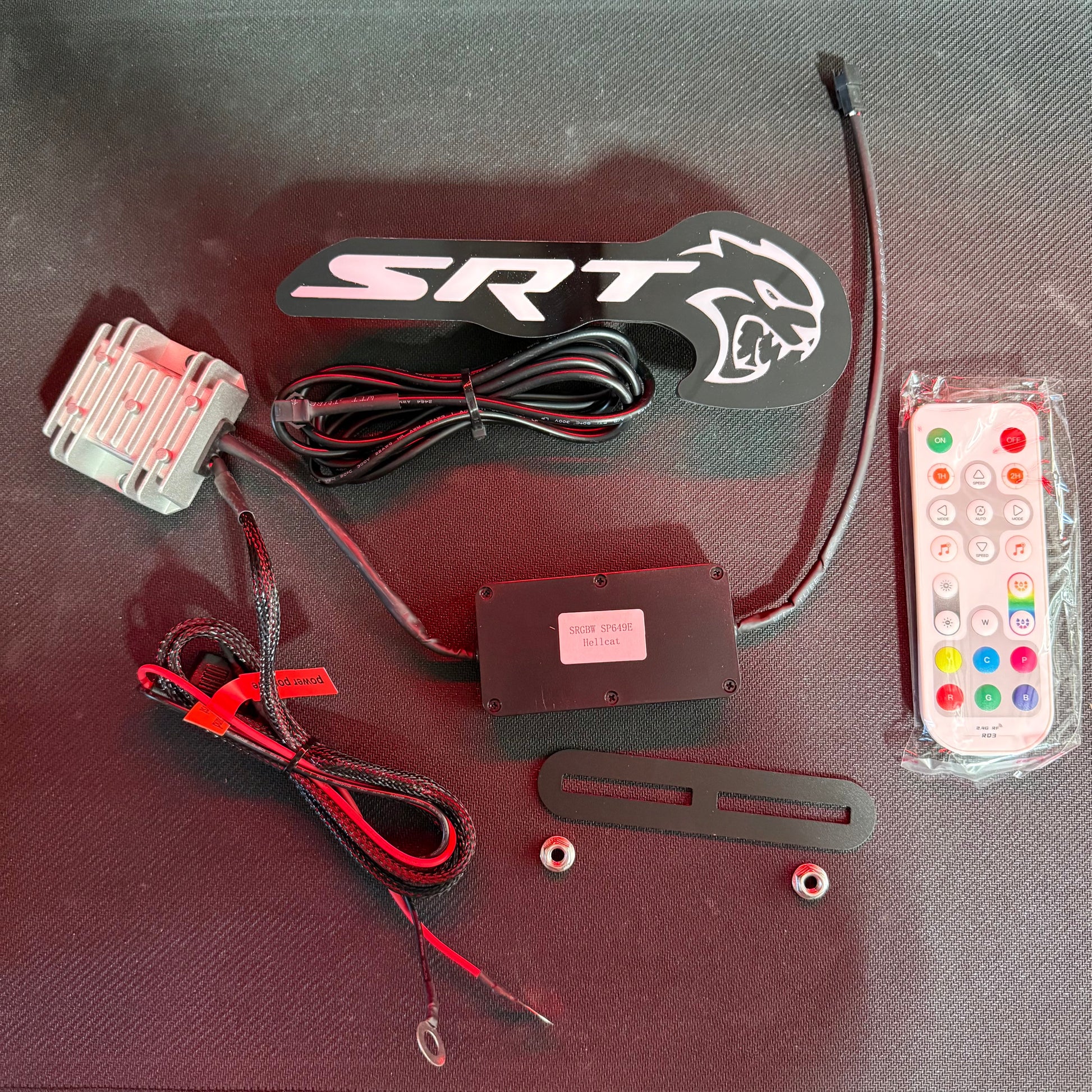 LED badge emblem SRT Hellcat RGBW Flow Series with wired harness and remote, AutoLEDTech.com on Tampa Home & Garden Store