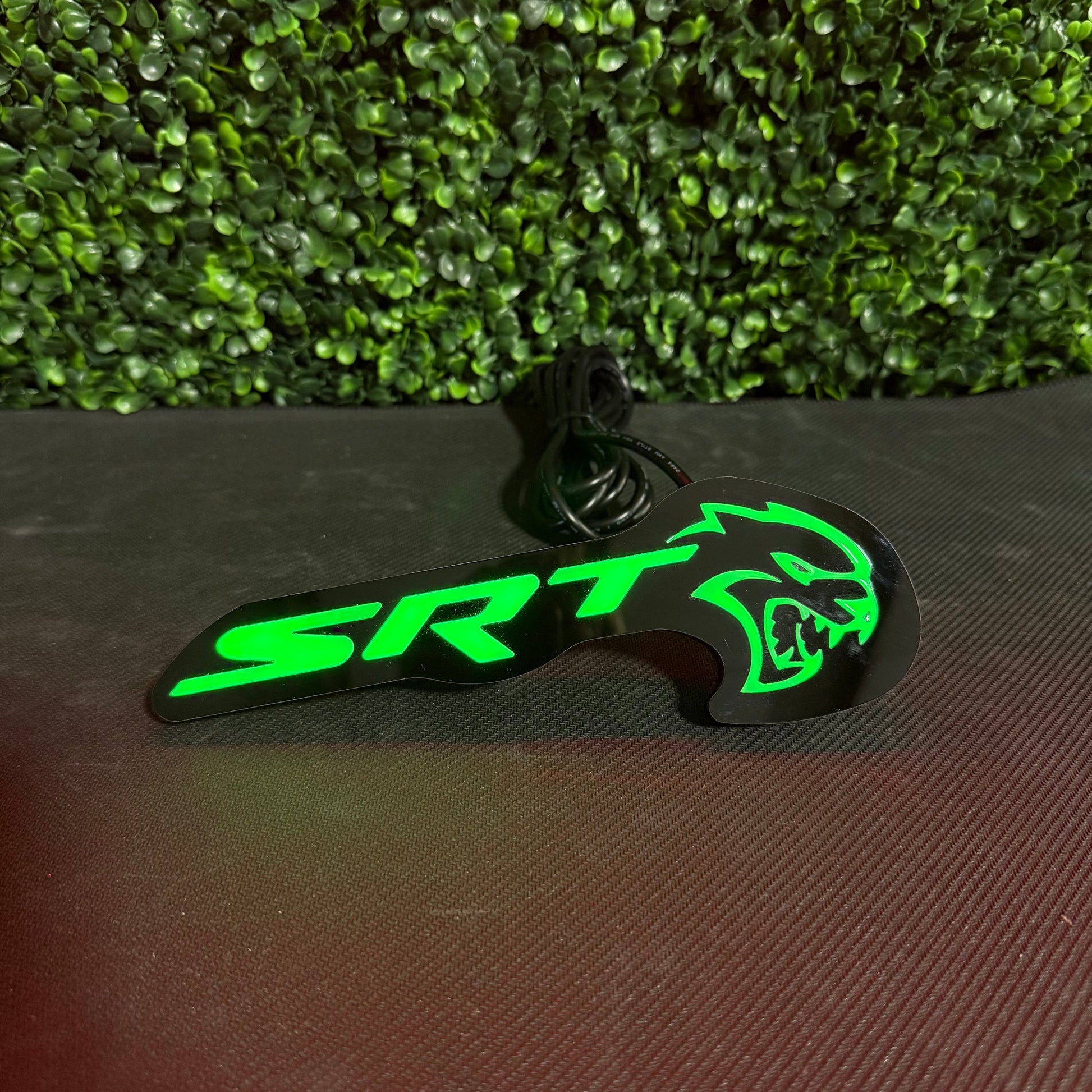 LED badge emblem for SRT Hellcat RGBW Flow Series, AutoLEDTech.com, green neon car lighting on Tampa Home & Garden Store