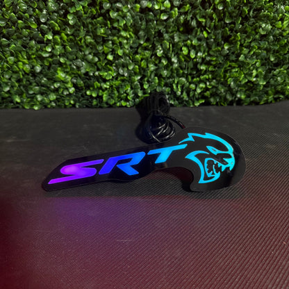 LED badge emblem 2015–2023 SRT Hellcat RGBW Flow Series with blue purple glow prebuilt lights on Tampa Home & Garden Store