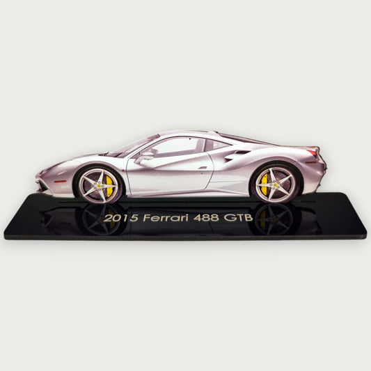 2015 Ferrari 488 GTB (1) Metal Car Wall Art, Color 2D Diecast Car Decor, Silhouette Metal Wall Art, Gift For Car Lovers, Detailed Color Metal Car - Tampa Home & Garden Store