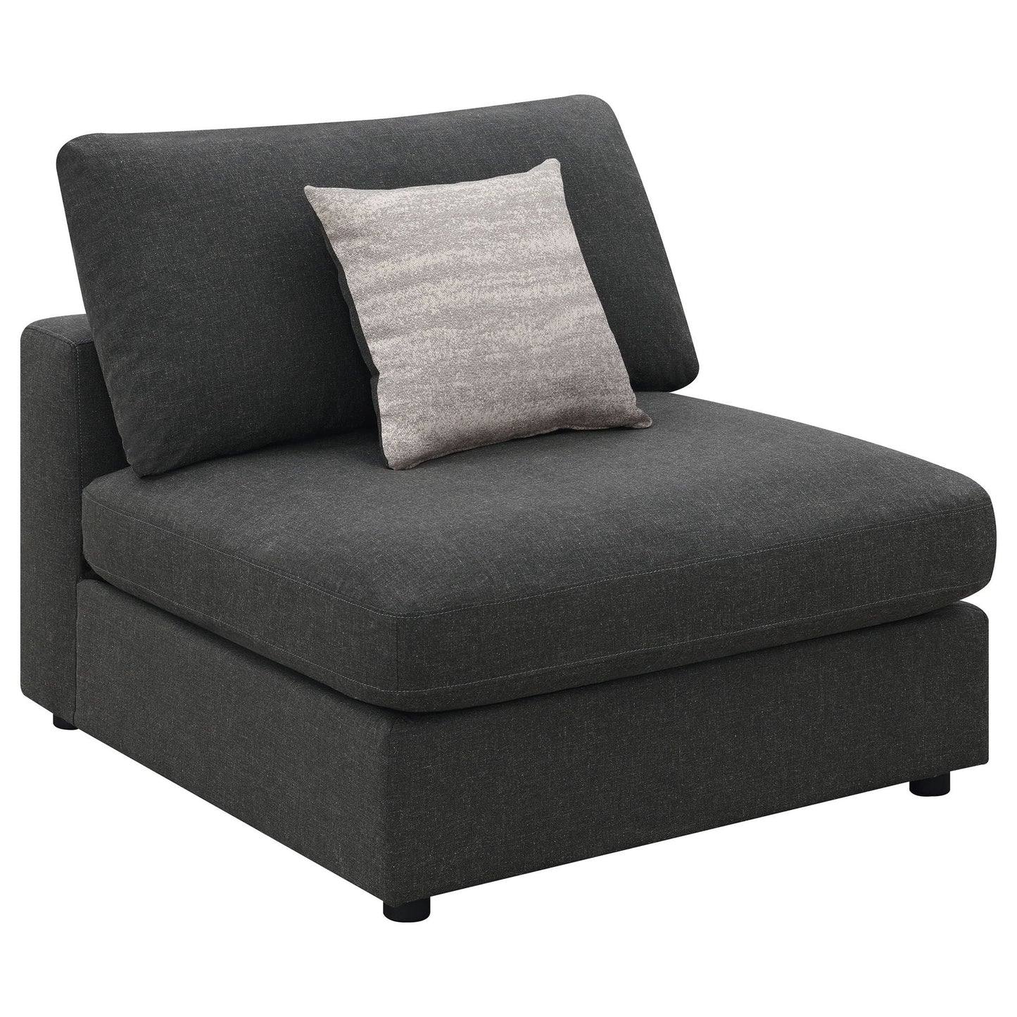 Rhette Upholstered Sectional 2-Piece Set in charcoal fabric with gray pillow by HouseOfZazla on Tampa Home & Garden Store