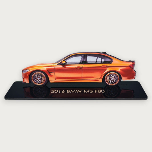 2016 BMW M3 F80 (2) Metal Car Wall Art, Color 2D Diecast Car Decor, Silhouette Metal Wall Art, Gift For Car Lovers, Detailed Color Metal Car - Tampa Home & Garden Store