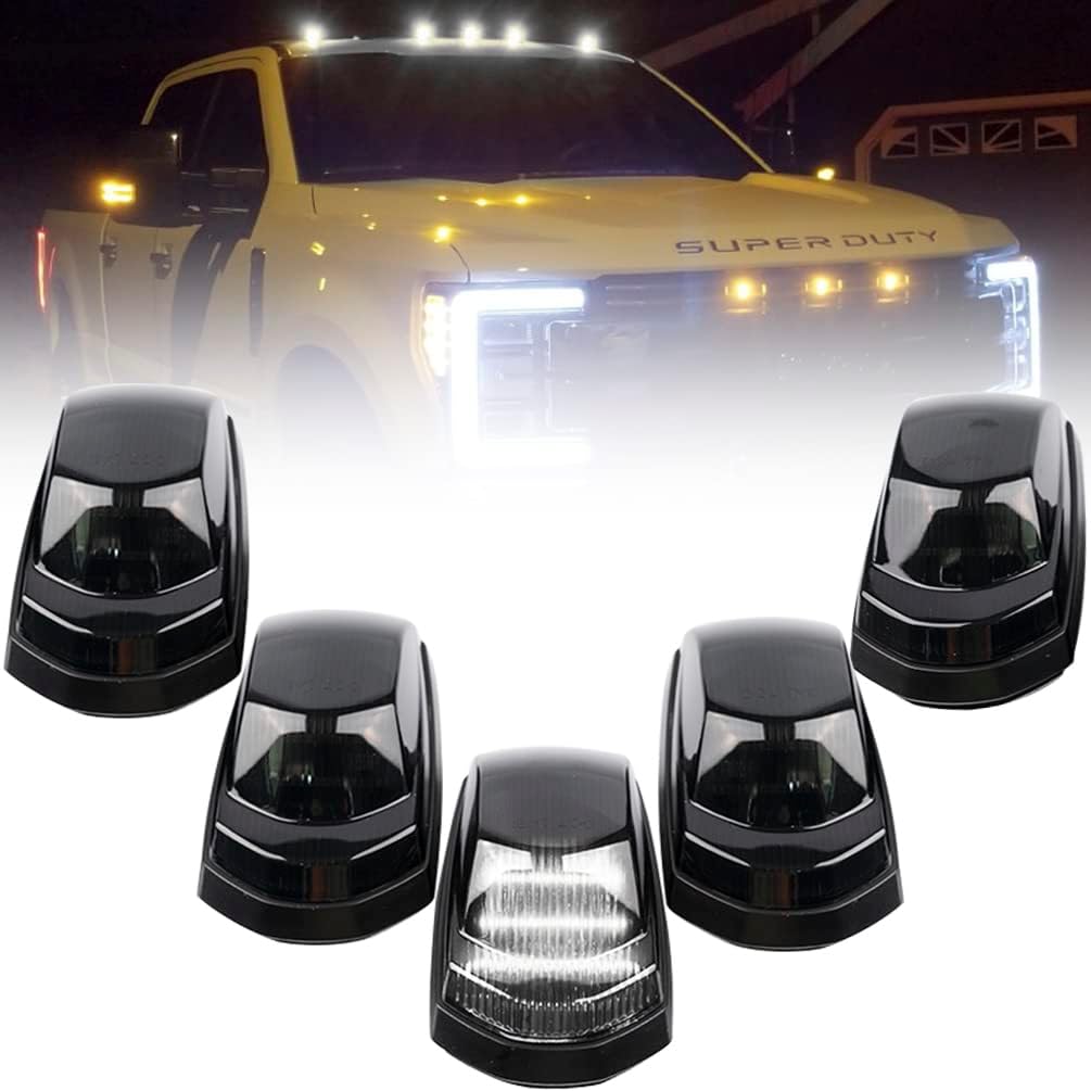 Ford F-Series Super Duty LED roof cab lights, smoked clear amber lenses, set of 5 on Tampa Home & Garden Store