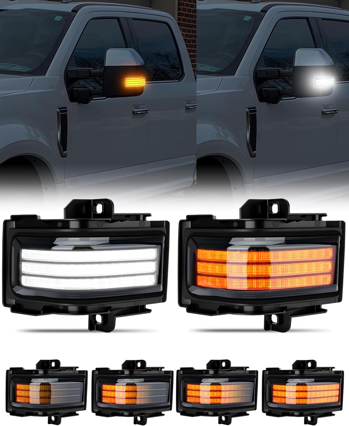 Ford F-250 Super Duty smoked white amber LED mirror lights by AutoLEDTech.com on Tampa Home & Garden Store