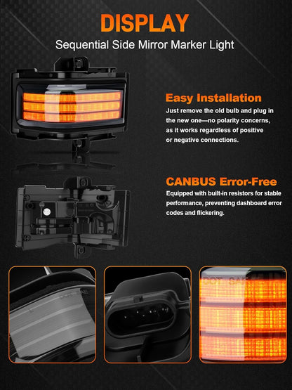 Ford F-250 2017-2027+ smoked white amber LED mirror lights interior/exterior on Tampa Home & Garden Store