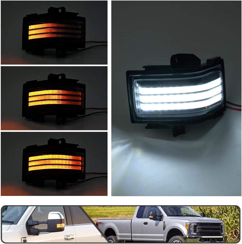 Ford F-250 smoked amber/white LED mirror lights AutoLEDTech.com interior exterior lighting on Tampa Home & Garden Store