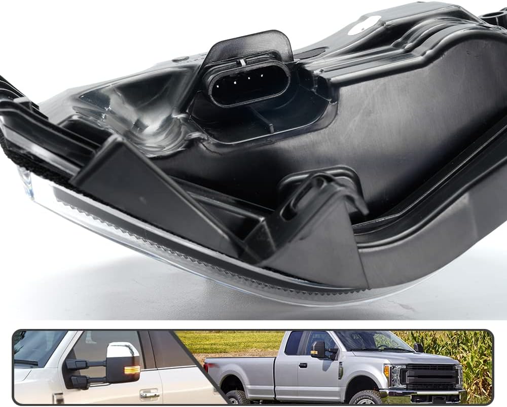Ford F-250 Smoked White Amber LED Mirror Lights by AutoLEDTech.com, black housing on Tampa Home & Garden Store