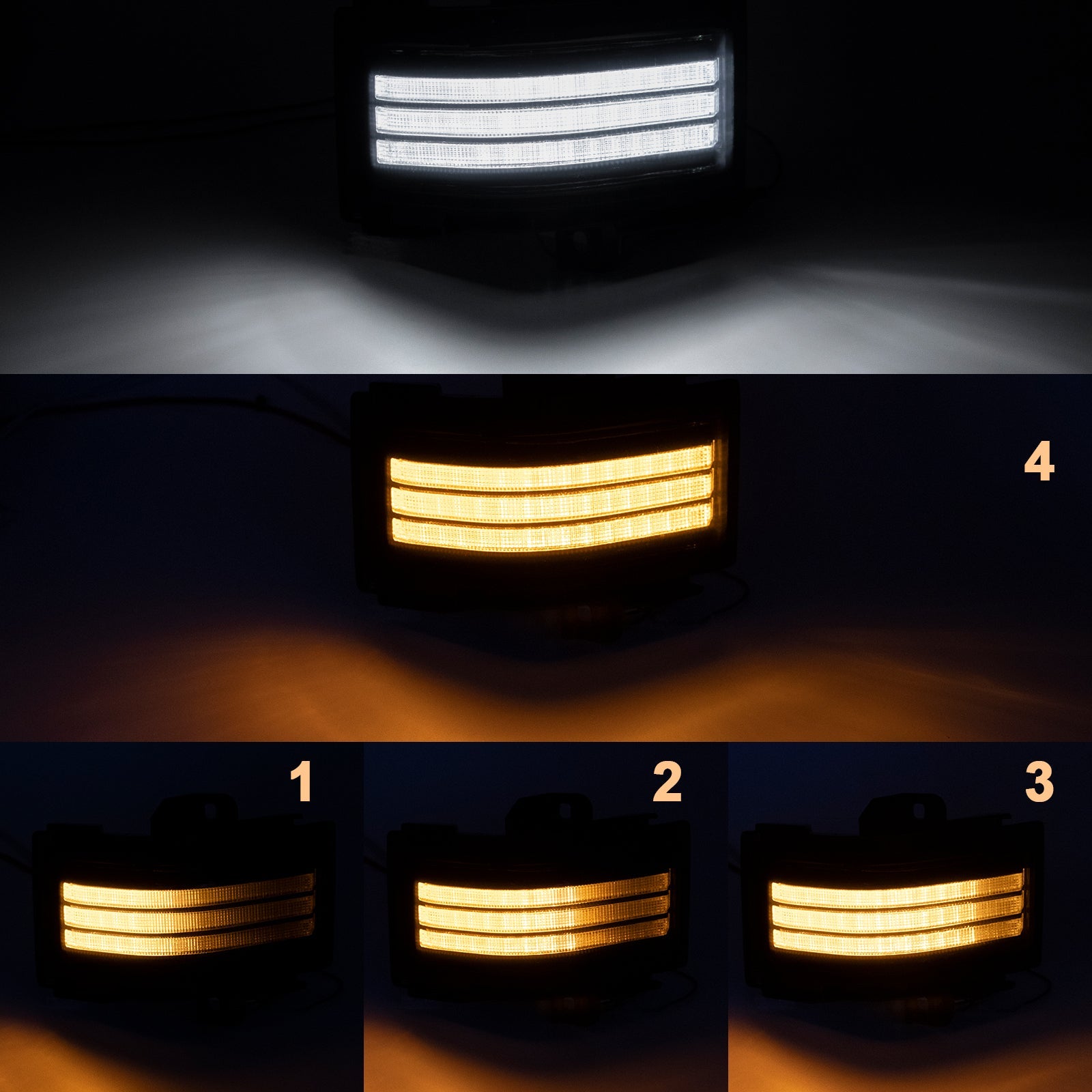 Ford Super Duty F250 smoked white amber LED mirror lights, 4-view set by AutoLEDTech.com on Tampa Home & Garden Store