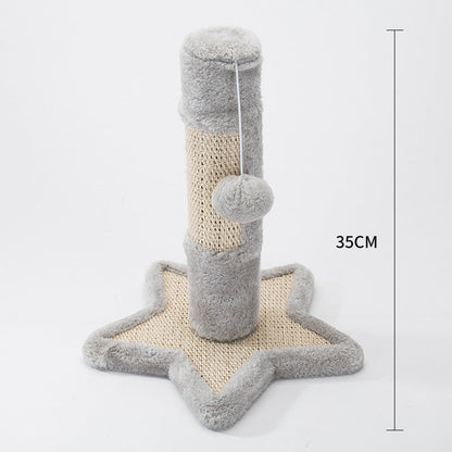 Detachable cat toy scratching post with grey plush coating and star-shaped base on Tampa Home & Garden Store