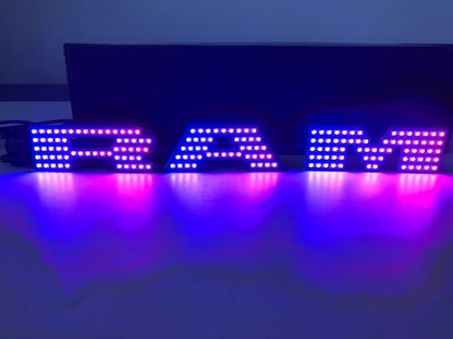 RAM RGBW Flow LED emblem badge with purple glow for interior vehicle lighting AutoLEDTech.com on Tampa Home & Garden Store