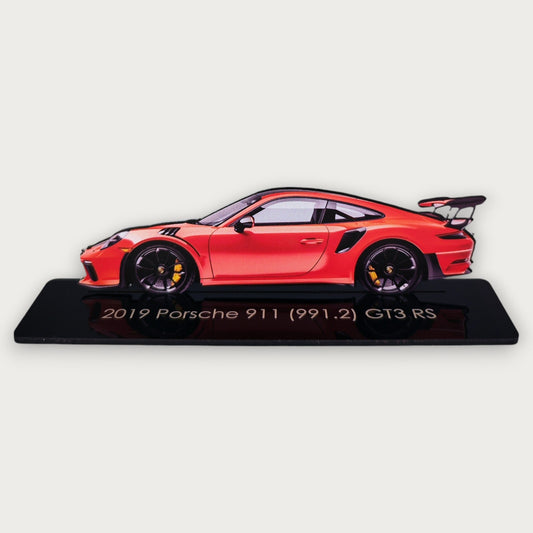 2019 Porsche 911 (991.2) GT3 RS (1) Metal Car Wall Art, Color 2D Diecast Car Decor, Silhouette Metal Wall Art, Gift For Car Lovers, Detailed Color Metal Car - Tampa Home & Garden Store