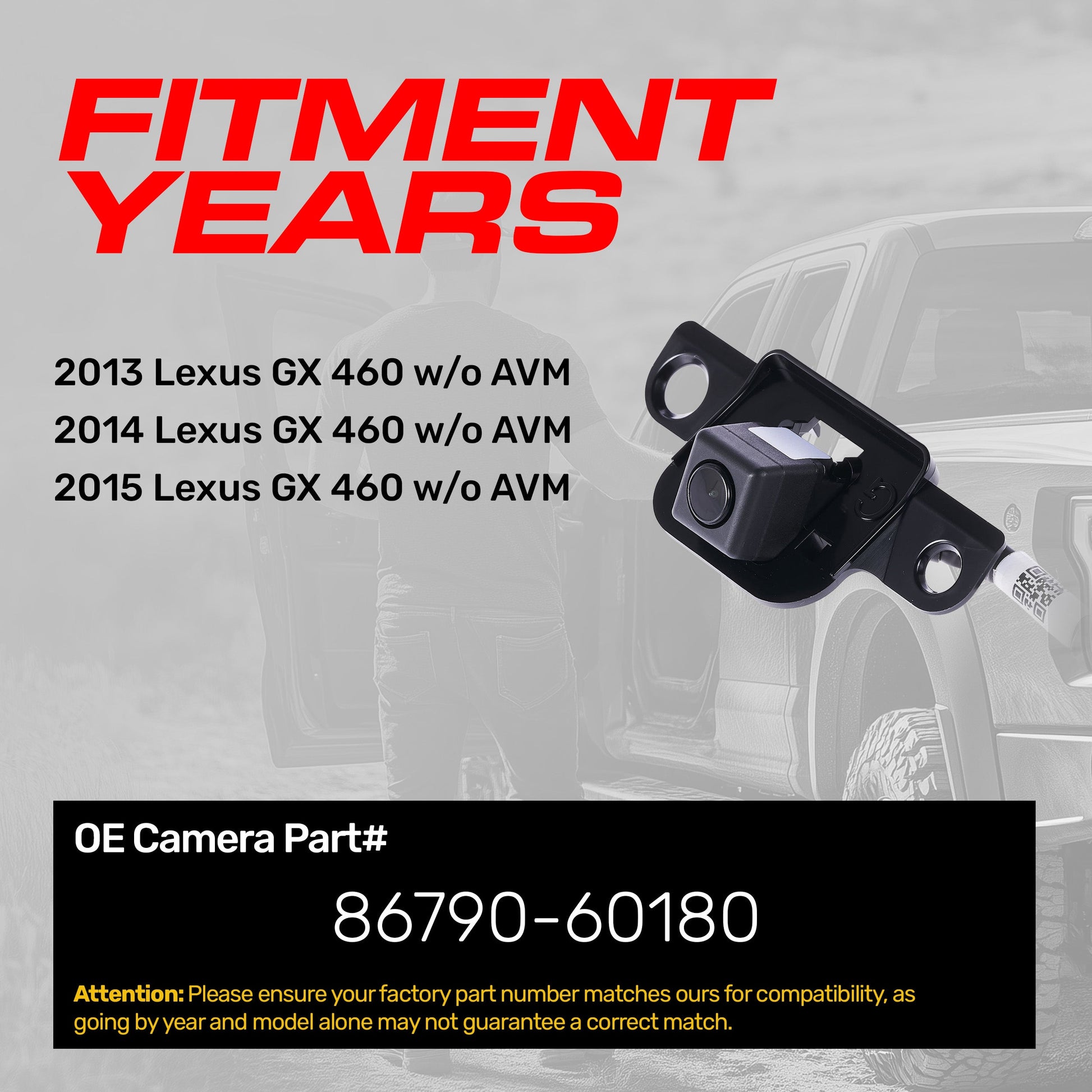 Master Tailgaters OEM black backup camera 86790-60180 for 2013-2015 Lexus GX 460 w/o AVM on Tampa Home & Garden Store