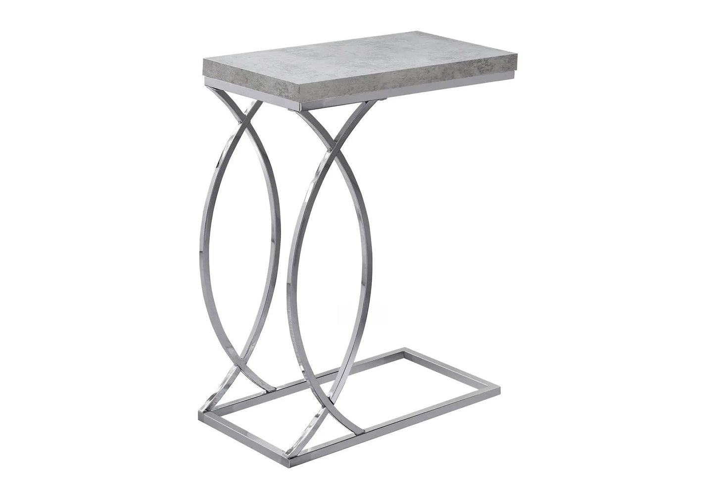 Accent Table C-Shaped with concrete top and chrome circular leg frame by Unique Piece Furniture on Tampa Home & Garden Store
