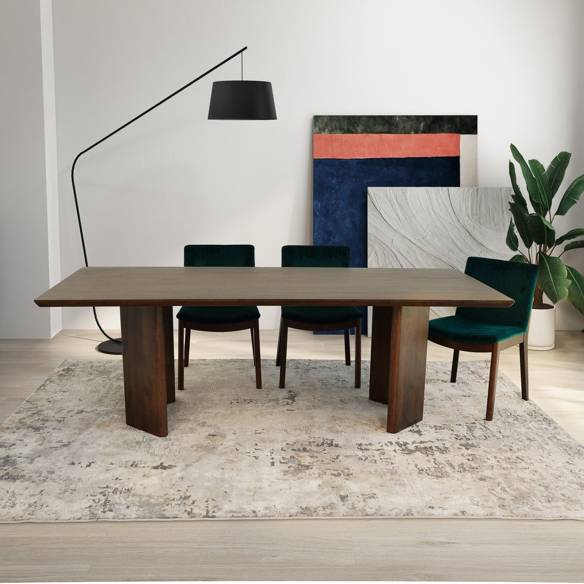 Walnut dining table Alden Japandi design by HouseOfZazla with dark wood legs on Tampa Home & Garden Store
