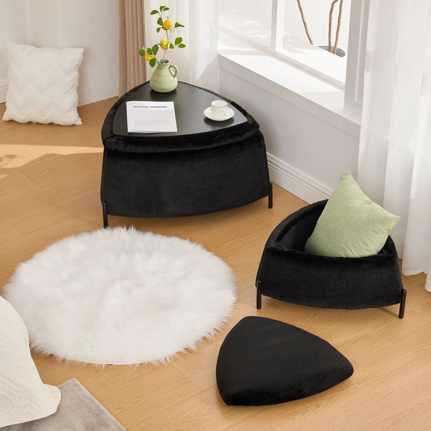 Upholstered Storage Ottoman With Reversible Lid