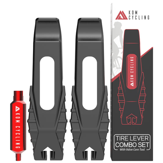 Tubeless valve core tool set with three black tire levers and red tool, KOM Cycling on Tampa Home & Garden Store