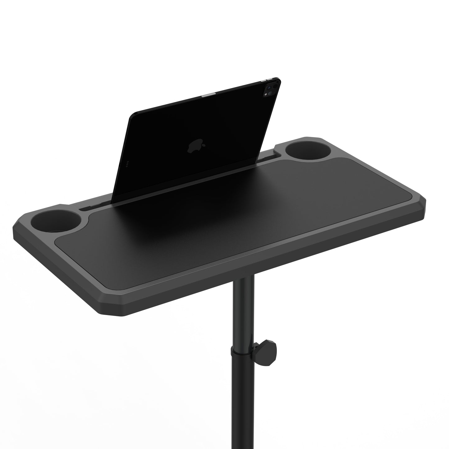 Indoor Media Display Cycling Desk by KOM Cycling in black with phone slot and cup holders on Tampa Home & Garden Store