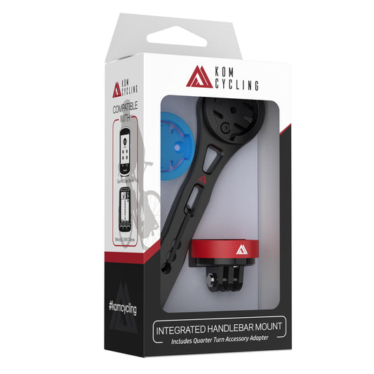 Integrated Handlebar Mount by KOM Cycling in white packaging featuring logo on Tampa Home & Garden Store