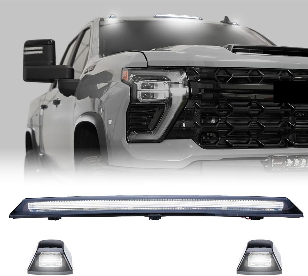 GMC Sierra HD 2500 smoked white amber LED side markers pair by AutoLEDTech.com with LED bar on Tampa Home & Garden Store