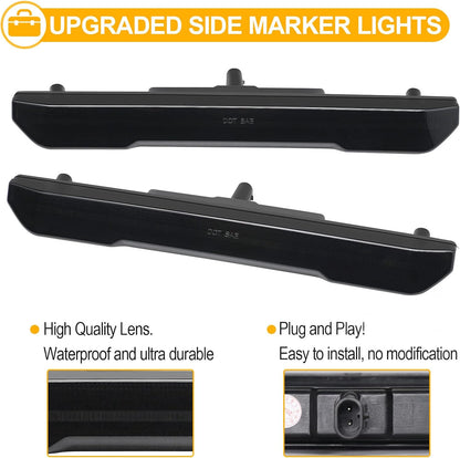 Pair of smoked white amber LED side marker lights for GMC Sierra HD 2020–2026+, DOT SAE on Tampa Home & Garden Store
