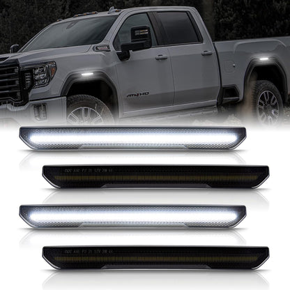 GMC Sierra HD 2500 smoked white amber scanning LED side markers by AutoLEDTech.com on Tampa Home & Garden Store