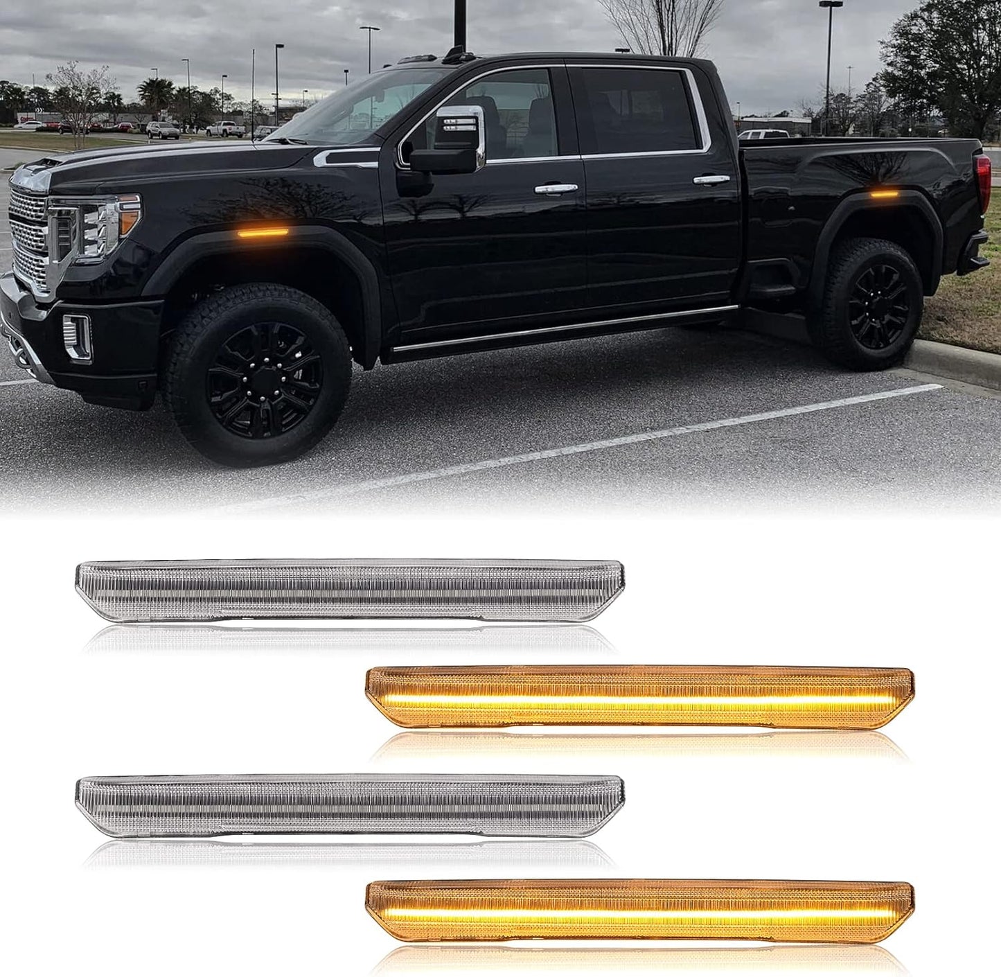 GMC Sierra HD 2500 smoked white amber scanning LED side markers by AutoLEDTech.com on Tampa Home & Garden Store
