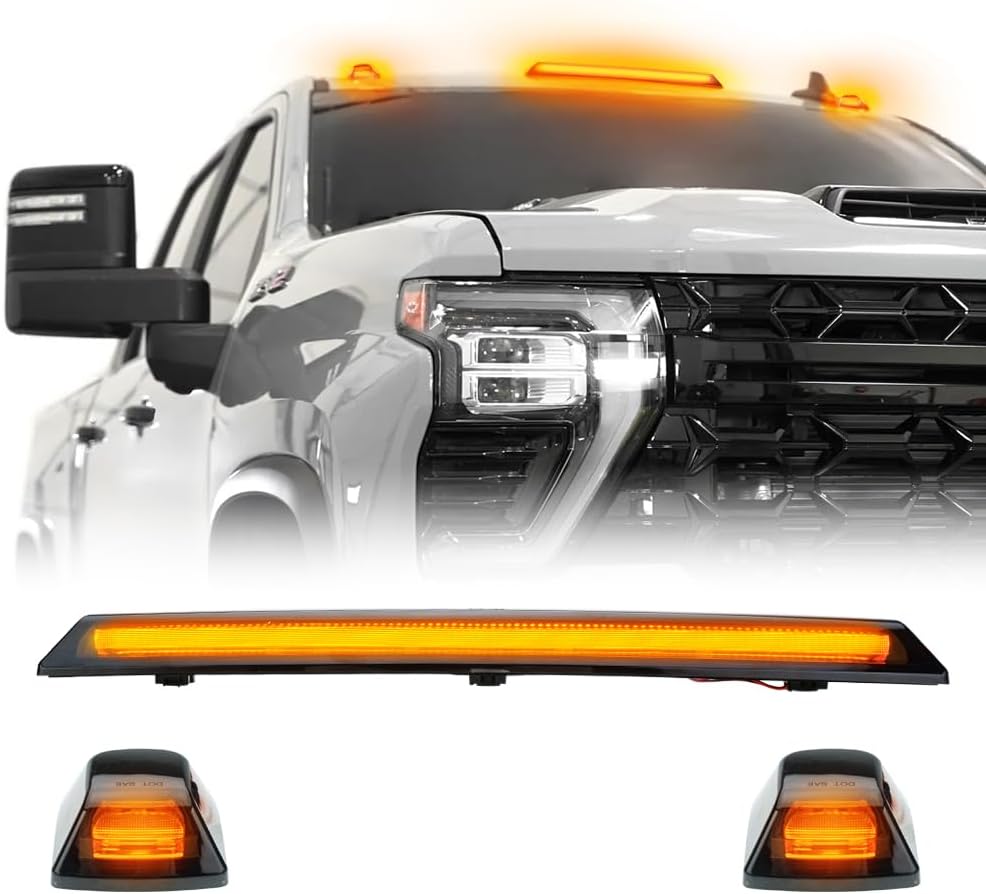 3-piece smoked white amber LED roof cab light kit for 2020-2026+ GMC/Chevy HD on Tampa Home & Garden Store