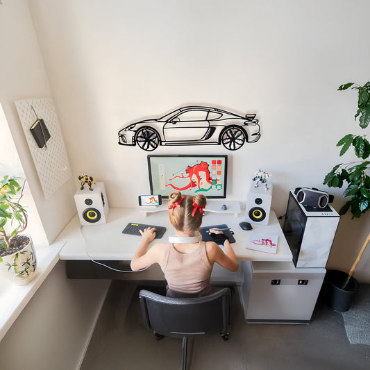 2020 Porsche Cayman GT4 Wall Art – Steel Silhouette with Spinning Wheels-KAFMEKA007 - Tampa Home & Garden Store
