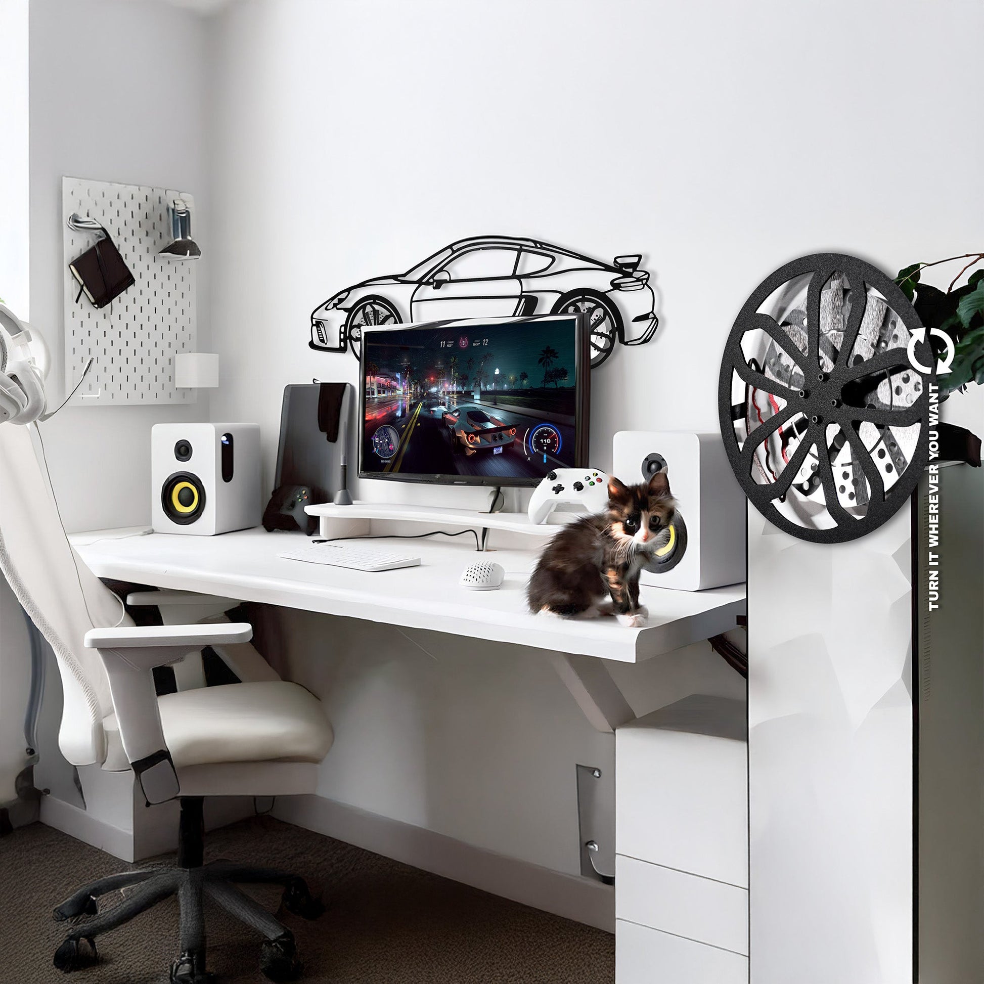 2020 Porsche Cayman GT4 Wall Art – Steel Silhouette with Spinning Wheels-KAFMEKA007 - Tampa Home & Garden Store
