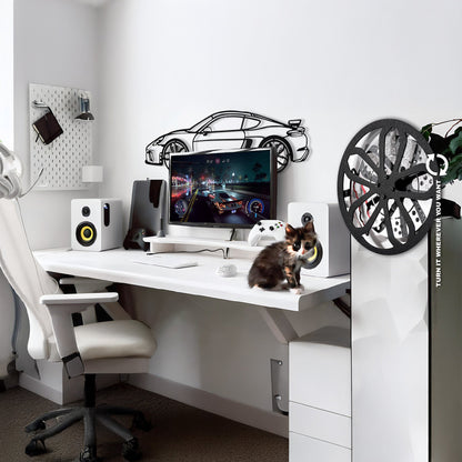 2020 Porsche Cayman GT4 Wall Art – Steel Silhouette with Spinning Wheels-KAFMEKA007 - Tampa Home & Garden Store