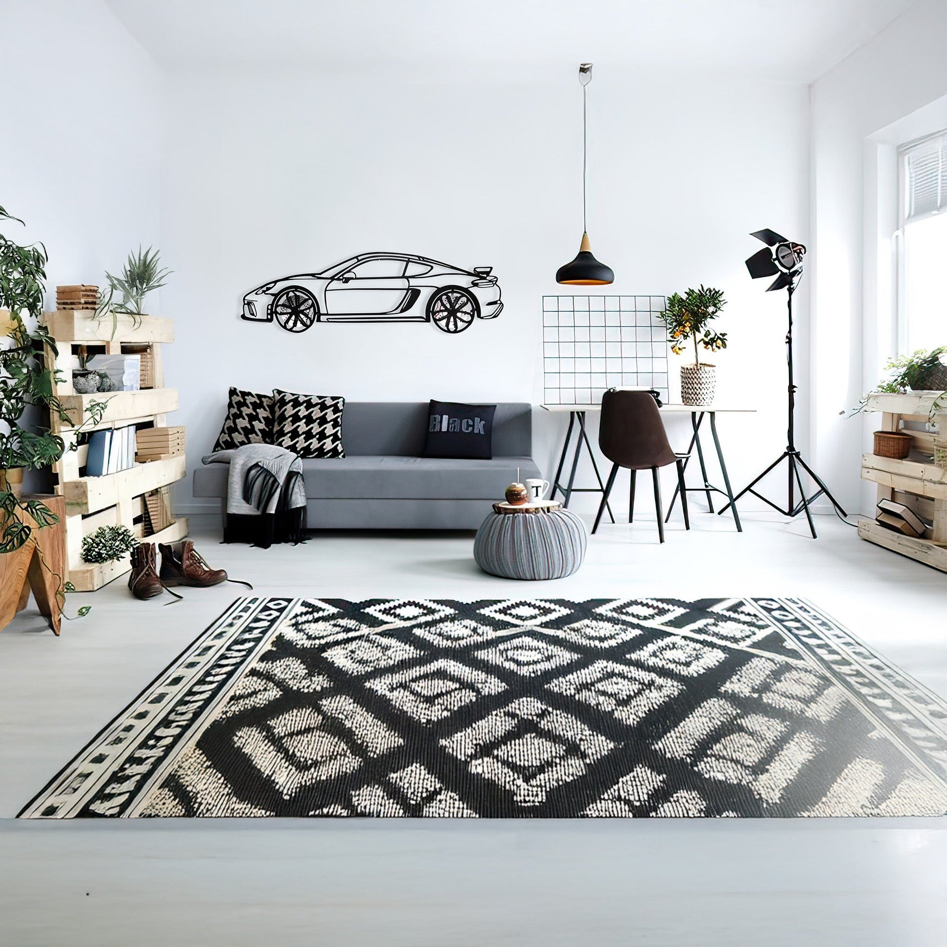 2020 Porsche Cayman GT4 Wall Art – Steel Silhouette with Spinning Wheels-KAFMEKA007 - Tampa Home & Garden Store