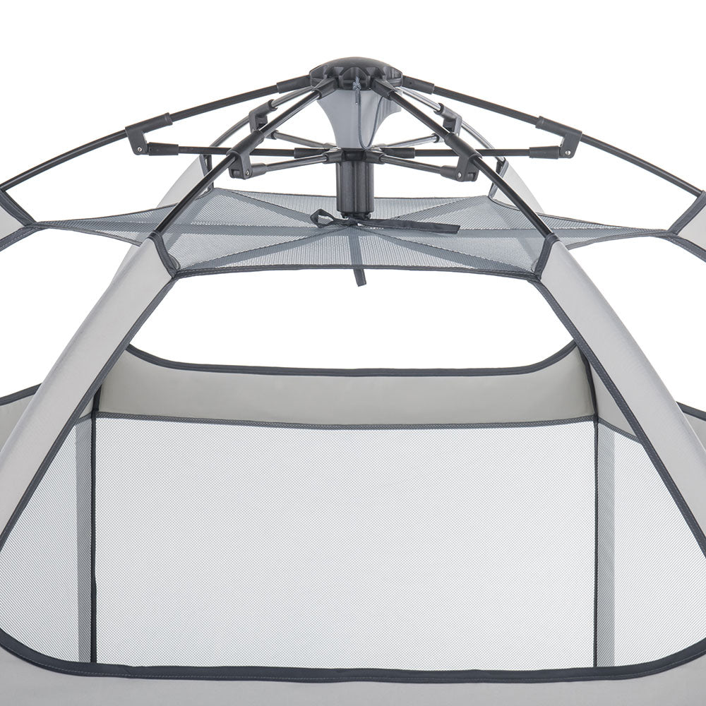 Pop 'N Go Playpen play yard with gray mesh panels and black frame, collapsible top hub on Tampa Home & Garden Store