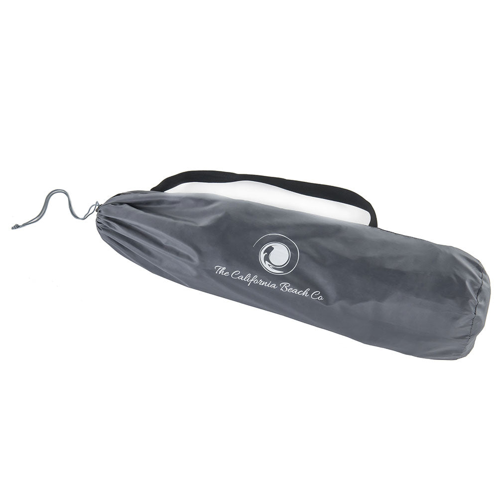 Pop 'N Go Playpen gray carry bag with drawstring closure and black strap The California Beach Co logo on Tampa Home & Garden Store