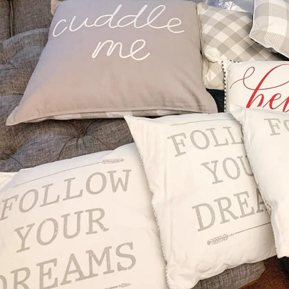Follow Your Dreams Pillow With Arrow Silhouettes