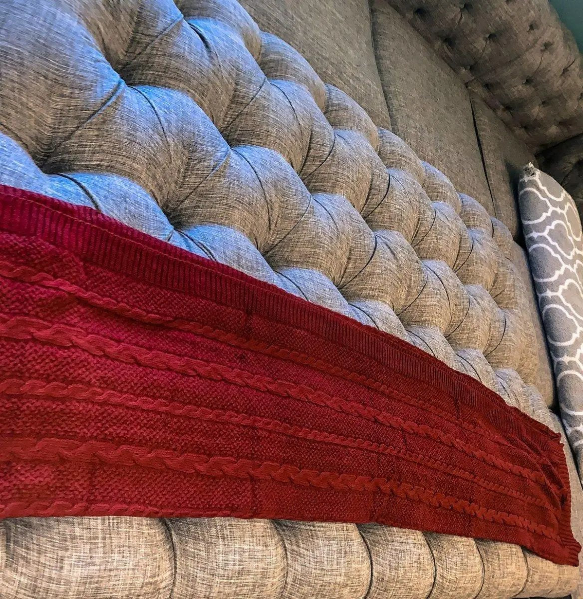 Cozy Ivory Cable Knit Throw Blanket for Home
