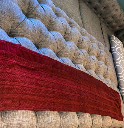 Cozy Ivory Cable Knit Throw Blanket for Home
