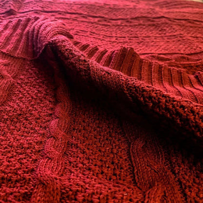 Cozy Ivory Cable Knit Throw Blanket for Home