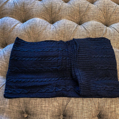 Cozy Ivory Cable Knit Throw Blanket for Home
